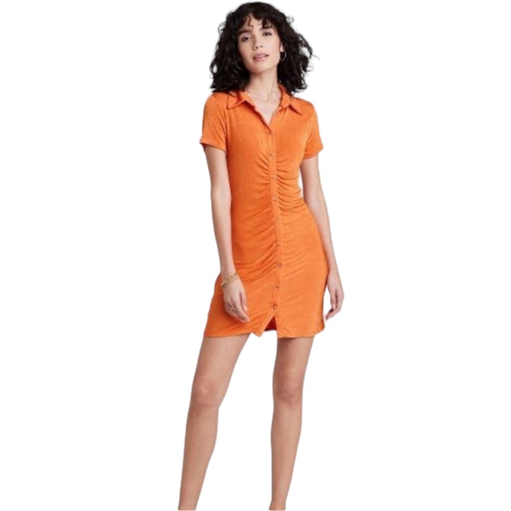 NWT Wild Fable Orange Shiny Body Dress, Size XS